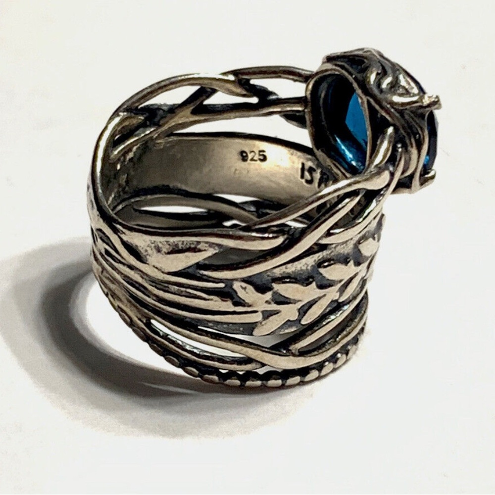Or Paz Sterling Silver Blue Topaz Ring (size 6) - Picture 3 of 7